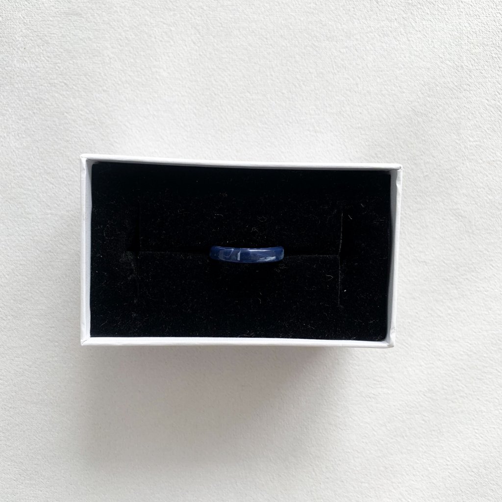 Navy Blue Marbled Resin Ring